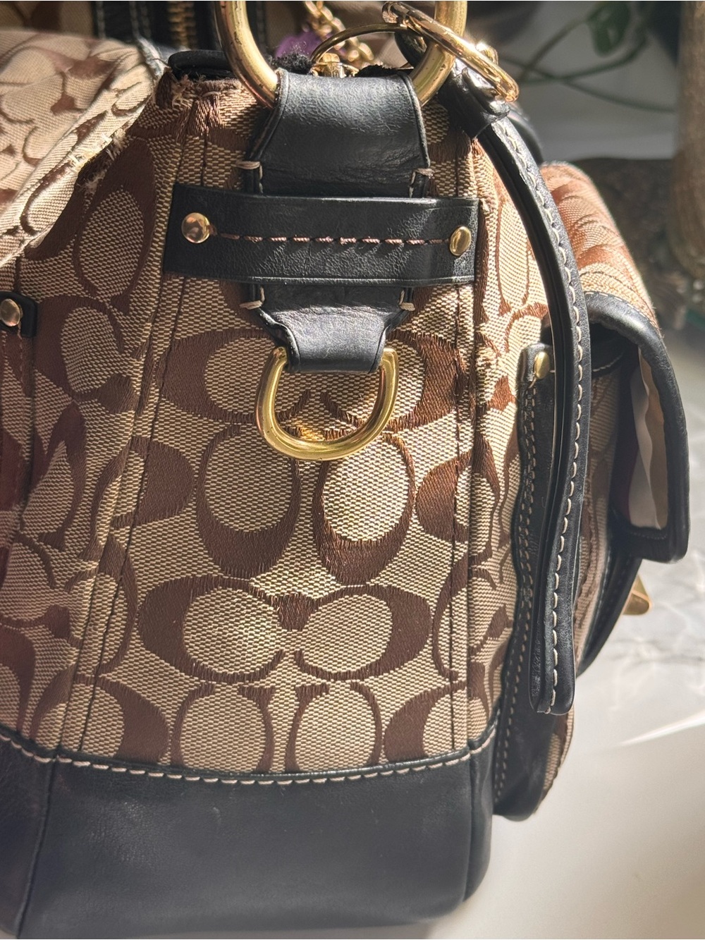 Coach Brown Legacy Lining Double Turnlock Clasp Vintage Bag+Wallet - Picture 8 of 16